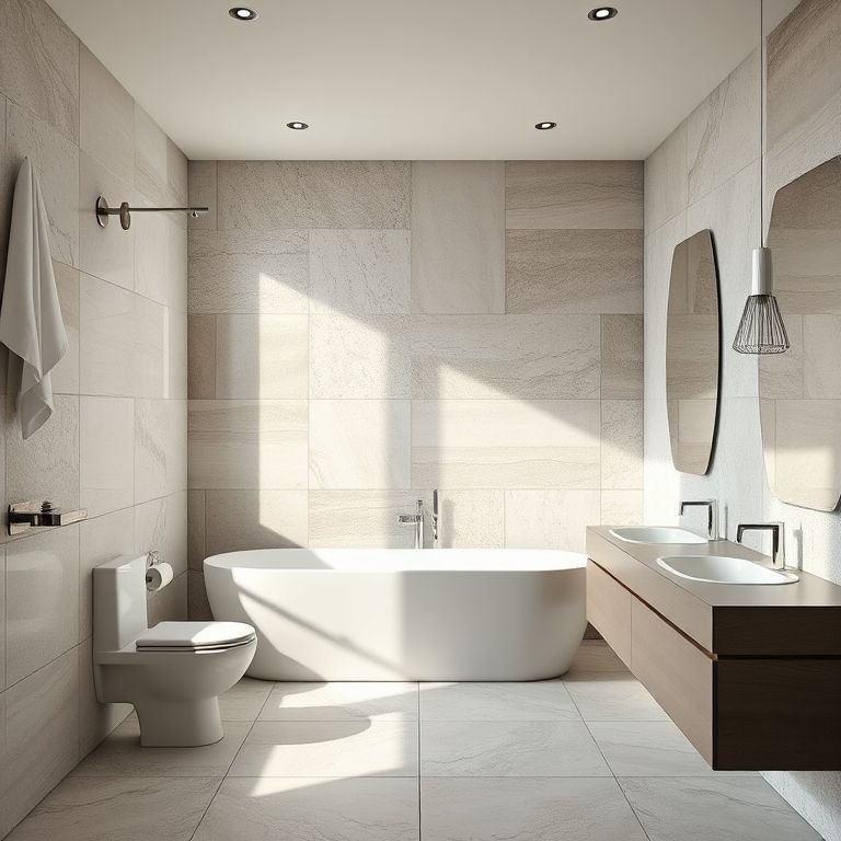 Amostras de diferentes tipos de porcelanato para banheiro.