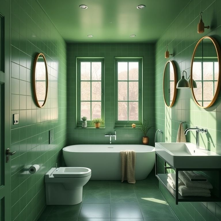 Arquiteta dando dicas de design para criar um banheiro verde incrível.