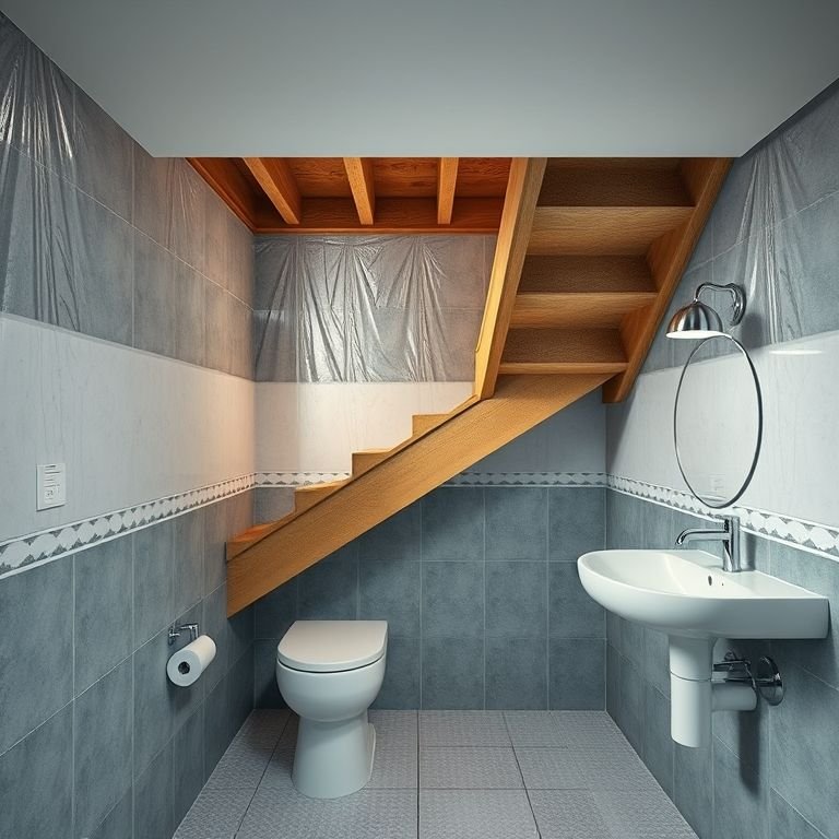 Atenção à impermeabilização em banheiro sob a escada.