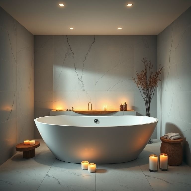 Banheira para relaxamento em um banheiro moderno.