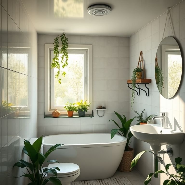 Banheiro bem ventilado e iluminado com luz natural.