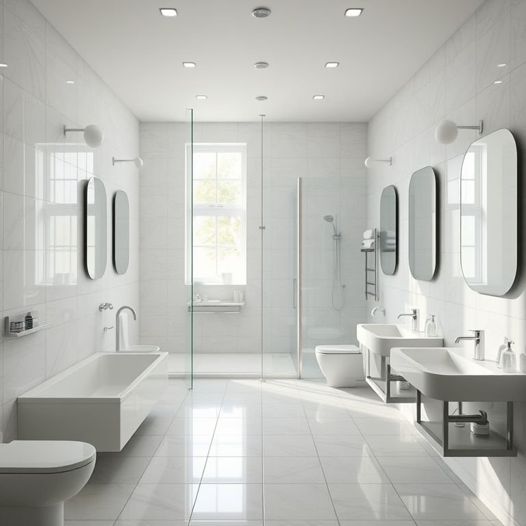 Banheiro com espaço de circulação otimizado.