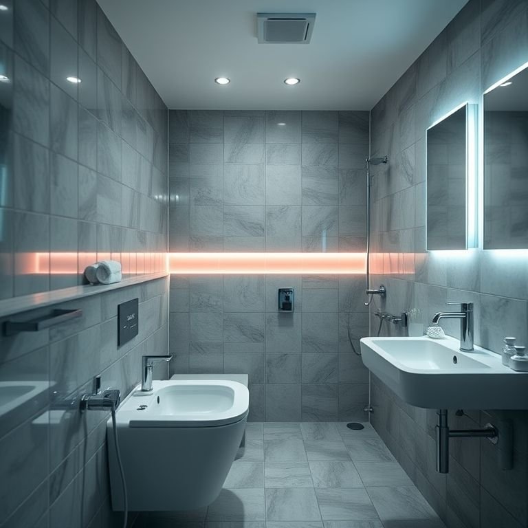 Banheiro com iluminação LED demonstrando alta reprodução de cor (IRC).