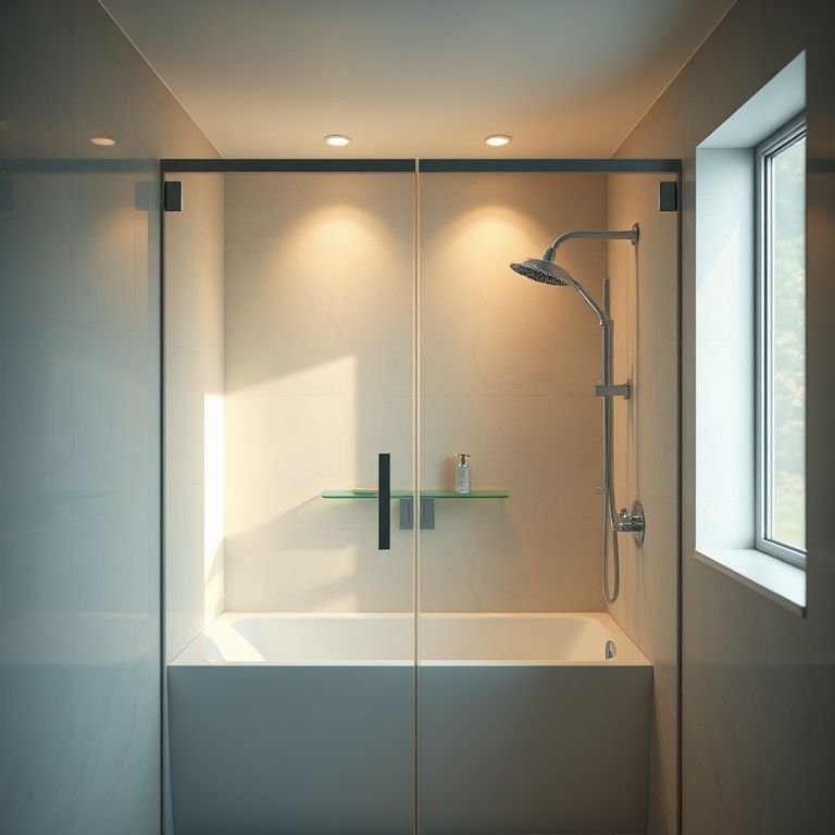 Banheiro com iluminação suave dentro do box, ambiente relaxante.