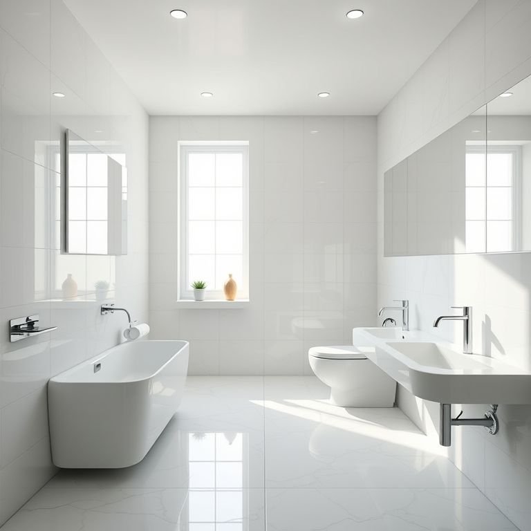 Banheiro com porcelanato esmaltado para praticidade e beleza.