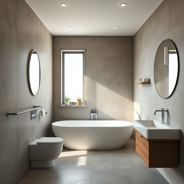 Banheiro com tinta Suvinil efeito cimento queimado.