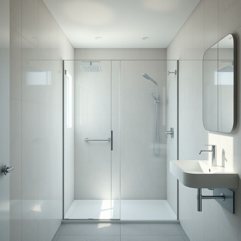 Box de vidro transparente em banheiro pequeno para ampliar o espaço.