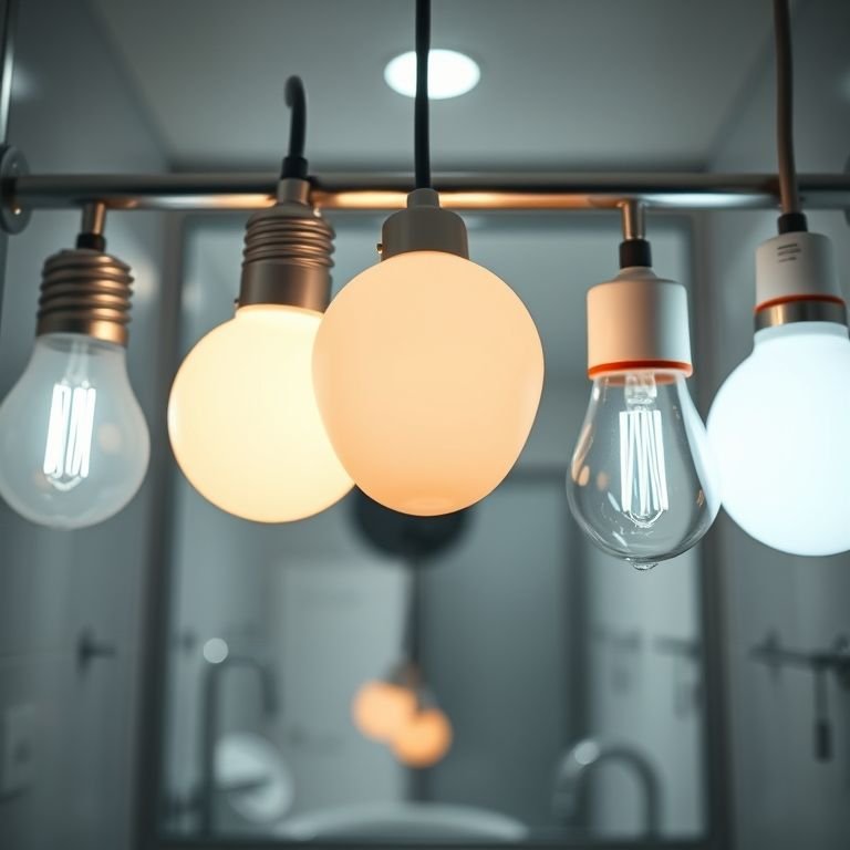 Close-up de diferentes lâmpadas LED mostrando várias temperaturas de cor.