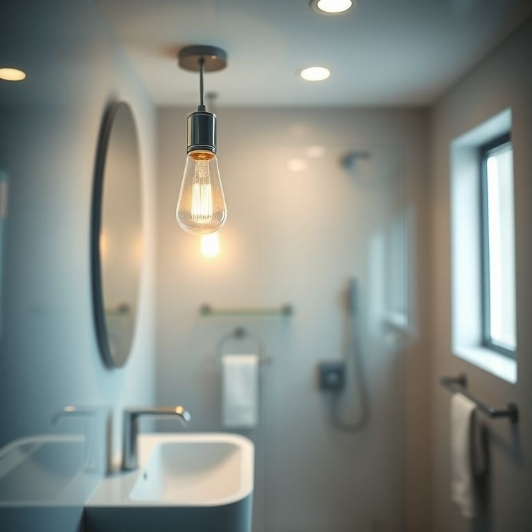 Close-up de uma luminária LED, destacando sua durabilidade e brilho.