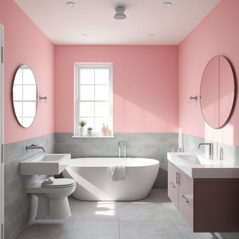 Combinando rosa com outras cores em um banheiro moderno.