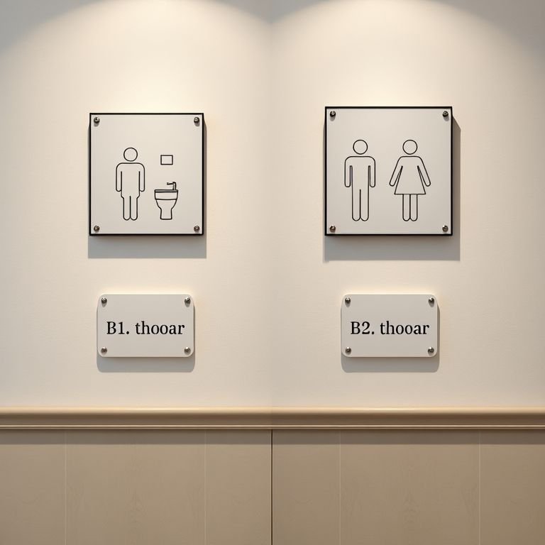 Comparação de diferentes tamanhos de placas de banheiro em uma parede.