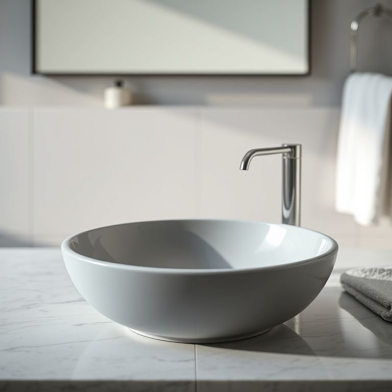 Cuba de apoio oval cinza claro da Deca.