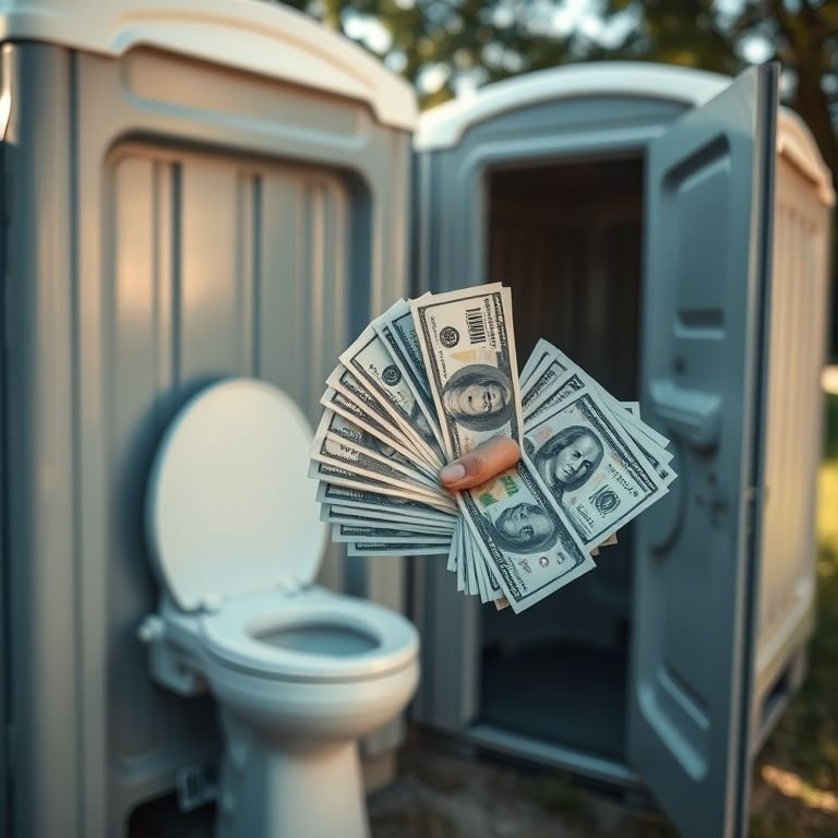 Custo do aluguel de um banheiro químico portátil.