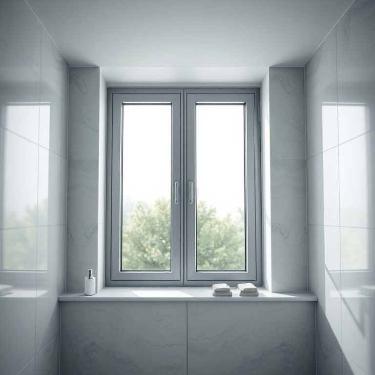 Detalhe de janela de alumínio 80x60 para banheiro, design moderno.