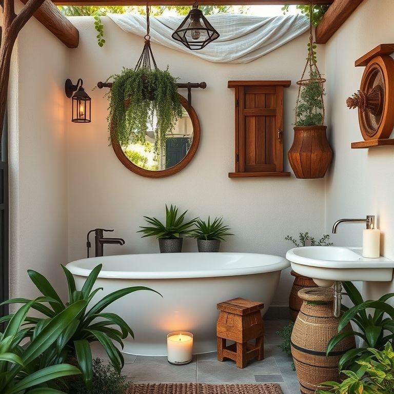 Detalhes de decoração que fazem a diferença em um banheiro externo.