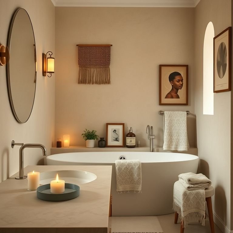 Detalhes fazendo a diferença em banheiro bege Bahia.