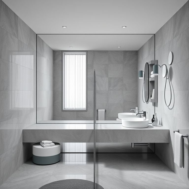 Espelhos que ampliam o espaço em um banheiro pequeno.