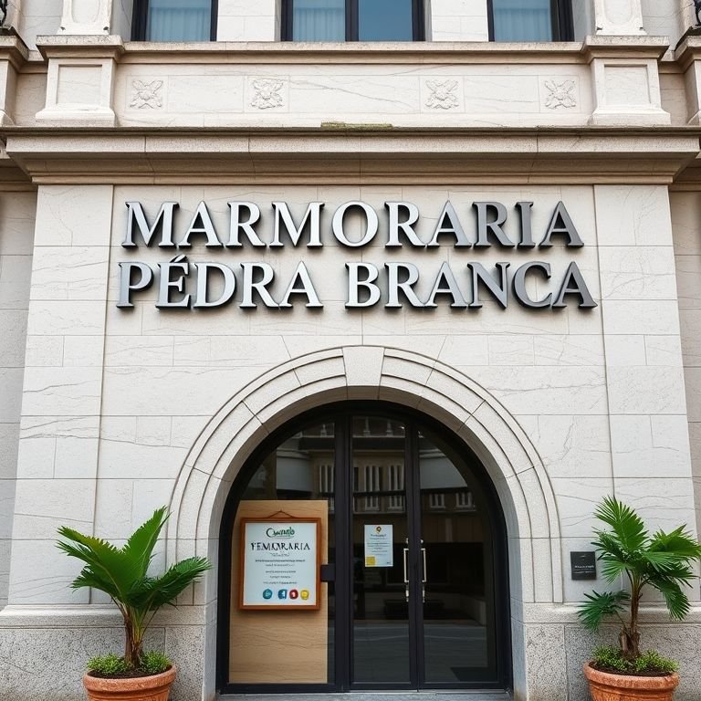 Fachada da Marmoraria Pedra Branca.