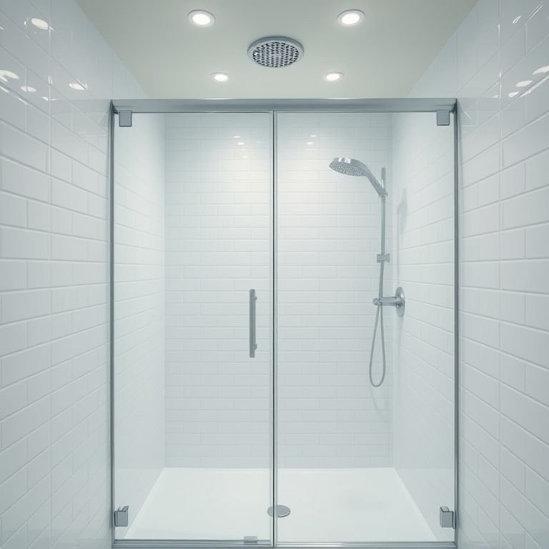 Facilidade de limpeza em banheiro com box de vidro até o teto.