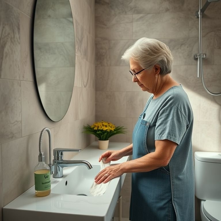 Facilidade de limpeza em banheiro com cimento queimado.