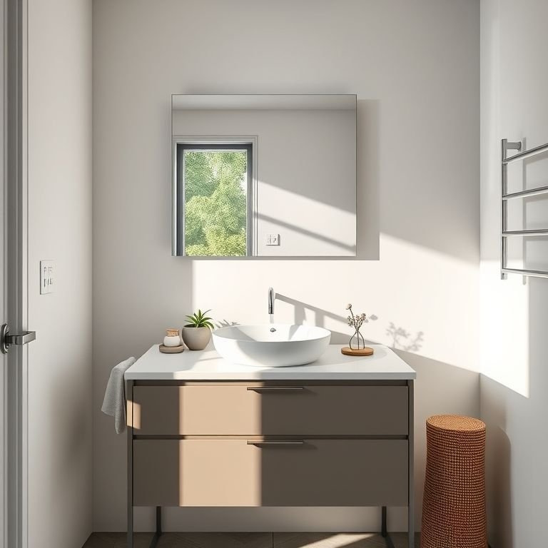 Gabinete de banheiro de 90cm moderno e elegante.