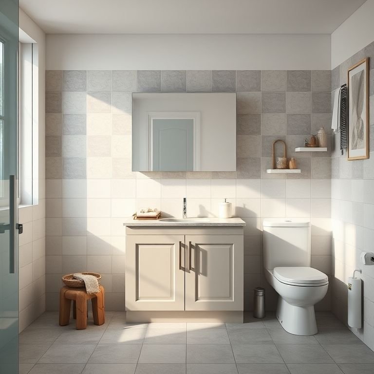 Gabinete para Banheiro 80cm L.A. Pinho Brasil Madri com rodízios em um banheiro.