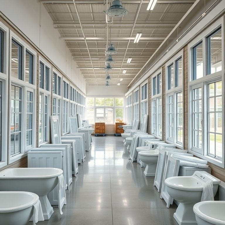 Gôndola de home center com diversos modelos de janela 80x60 para banheiro.