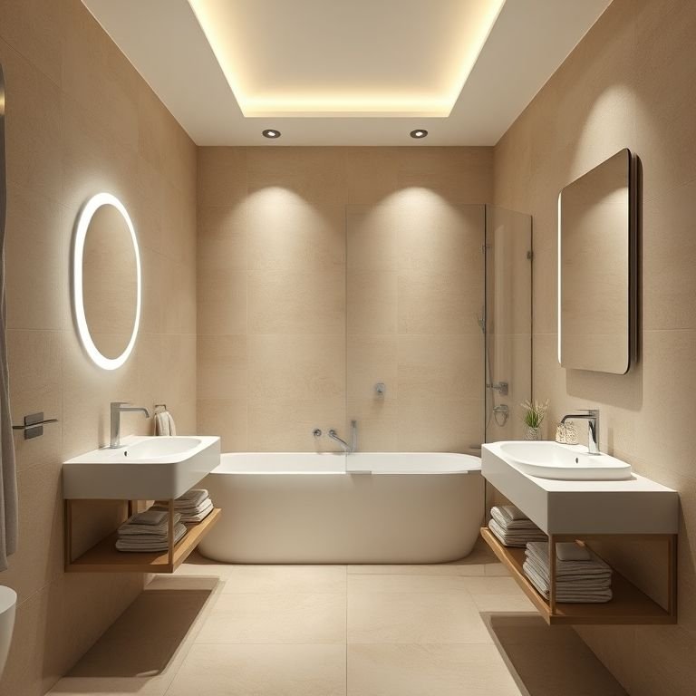 Iluminação ideal para banheiro bege Bahia.