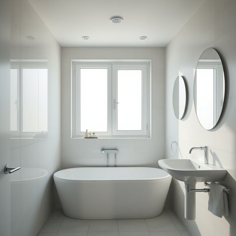 Iluminação natural e ventilação adequada em banheiro pequeno.