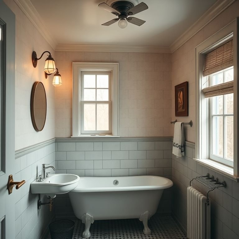 Iluminação para banheiro vintage.