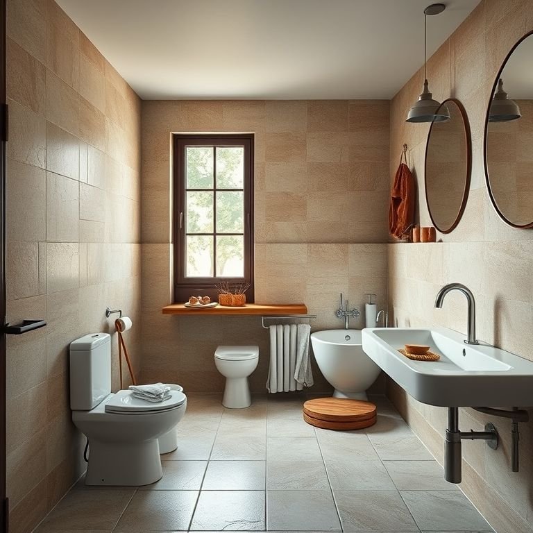 Limpeza de revestimentos de pedra com produtos naturais em banheiro rústico.