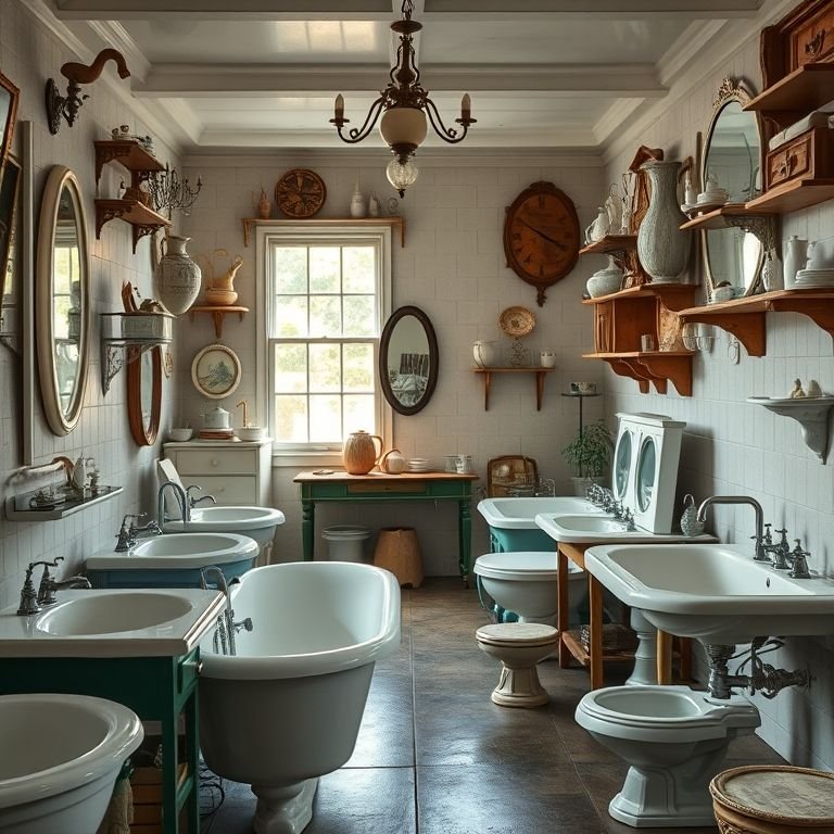 Loja de peças vintage para banheiro.