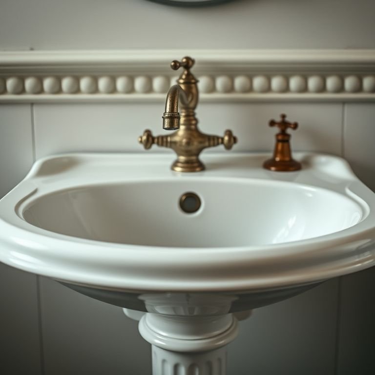 Pia de pedestal com design retrô.