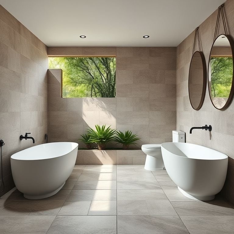 Piso seguro e durável para um banheiro externo.