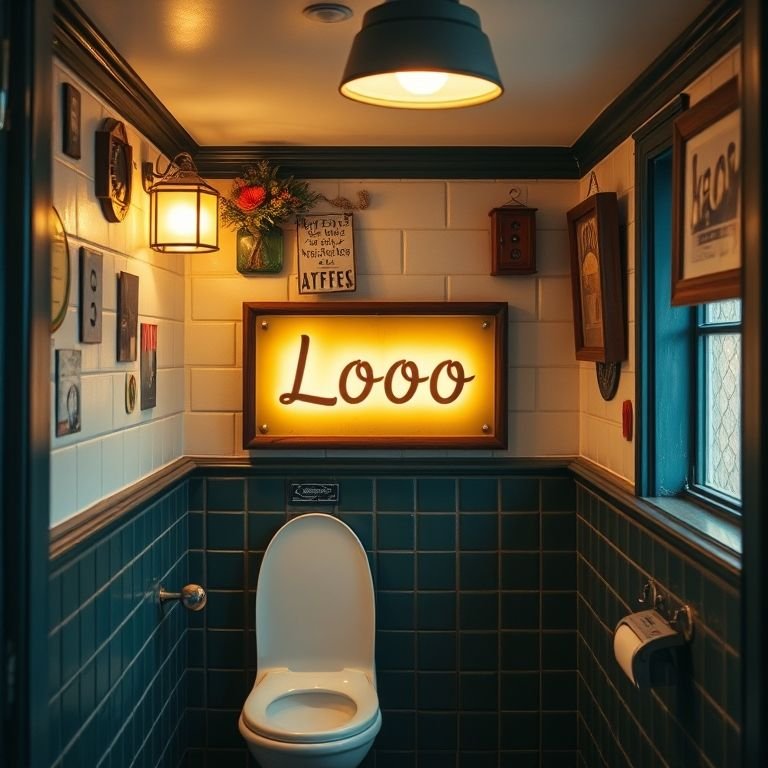 Placa 'Loo' em um pub britânico charmoso.
