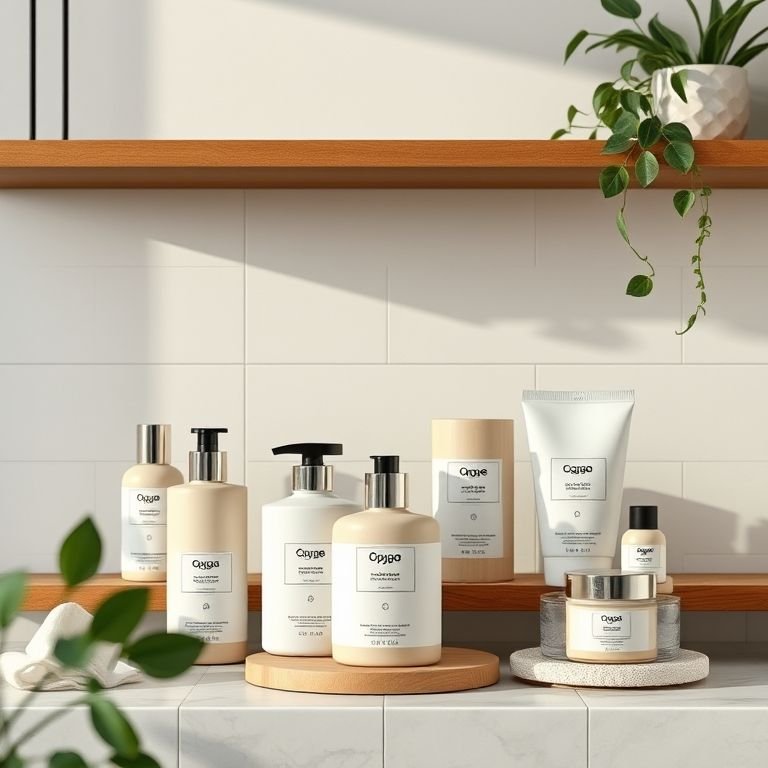 Produtos para um banheiro moderno e organizado.