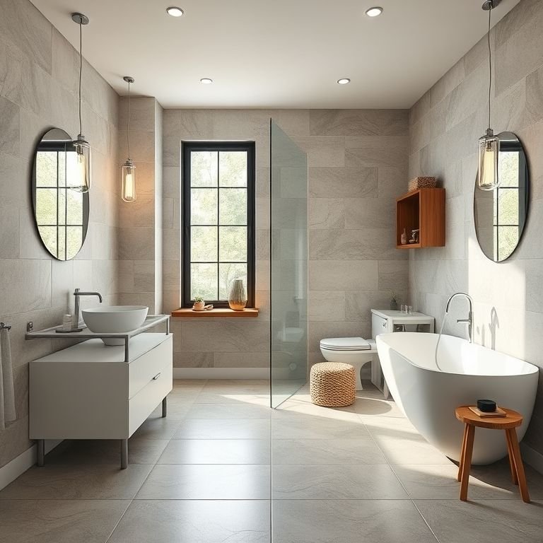 Revestimentos cerâmicos práticos e duráveis para banheiro em área gourmet.