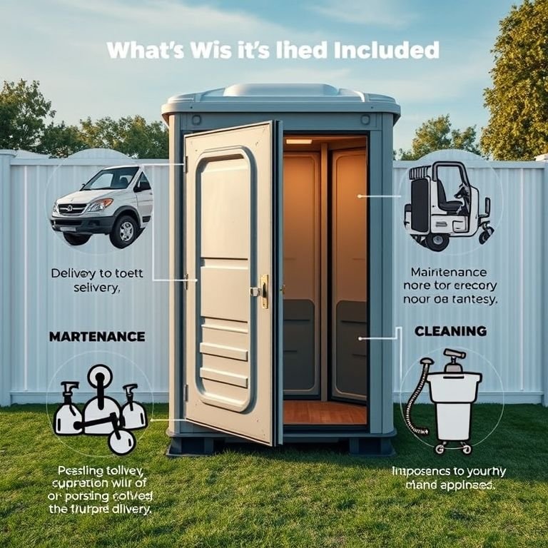 Serviços inclusos no aluguel de banheiro químico.