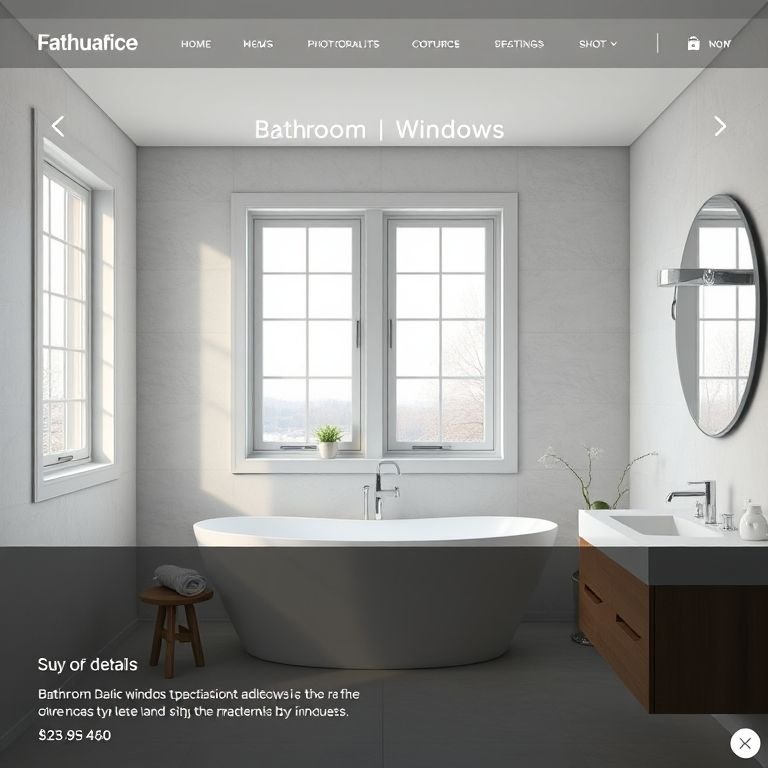 Site de e-commerce exibindo janelas 80x60 para banheiro com detalhes e preços.