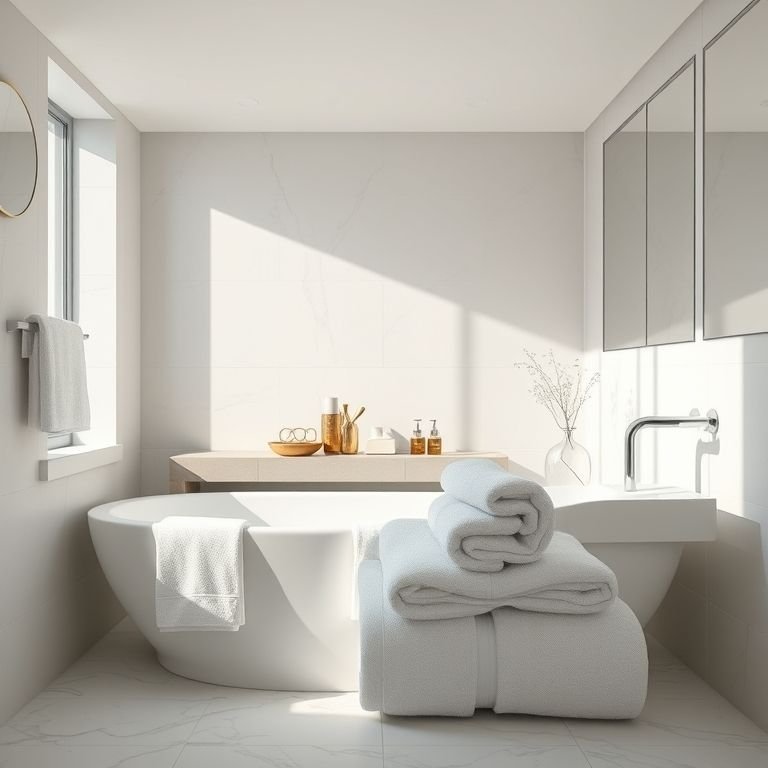 Toalhas de qualidade em um banheiro que transmite conforto e bem-estar.