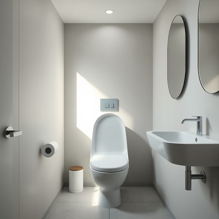 Vaso sanitário de alta qualidade em um banheiro pequeno moderno.