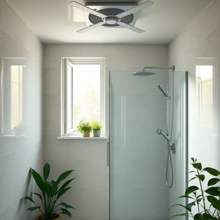 Ventilação adequada em banheiro com box até o teto, evitando mofo e umidade.