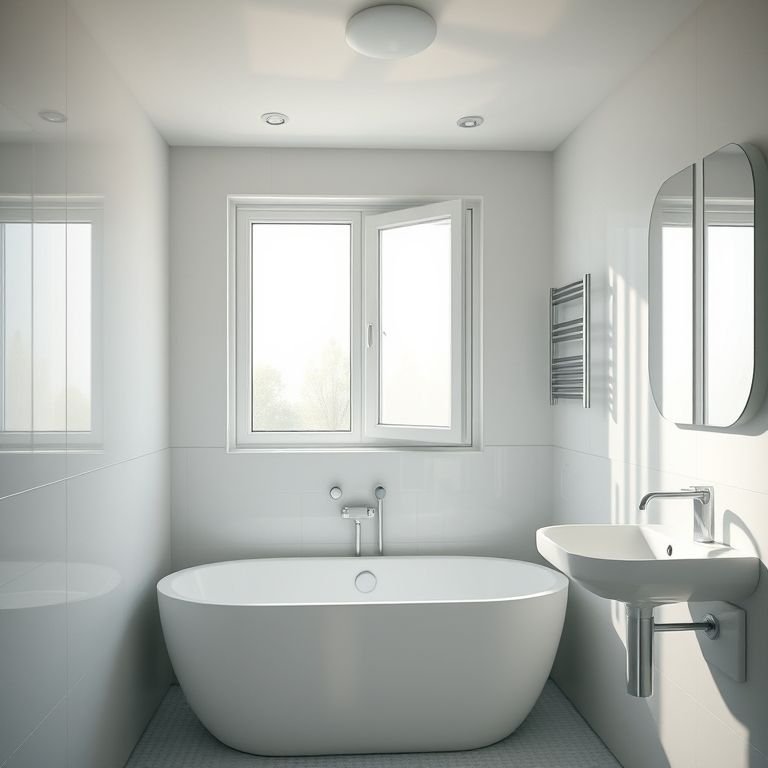 Ventilação adequada em um banheiro livre de umidade e odores.