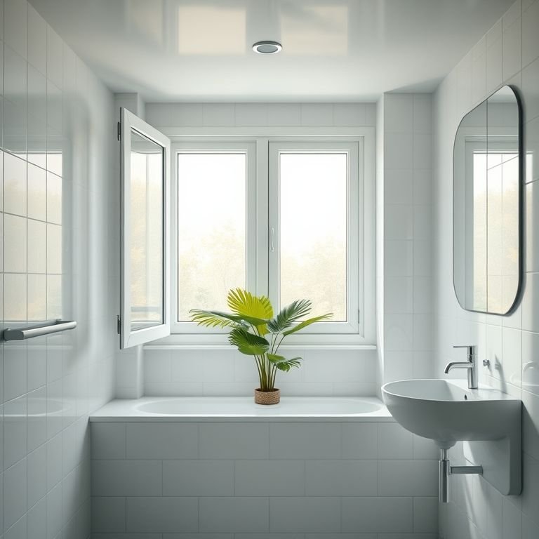 Ventilação natural em banheiro pequeno, evitando umidade e mofo.