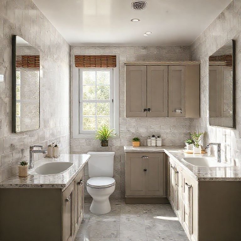 Bancadas e gabinetes de banheiro combinando elegância e função.