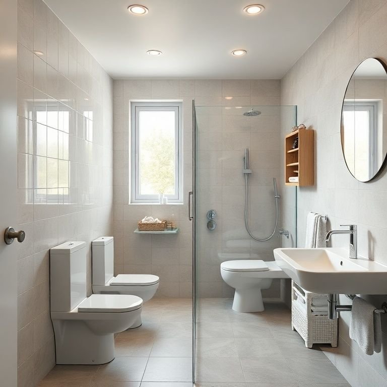 Banheiro adaptado para crianças, priorizando segurança e acessibilidade.