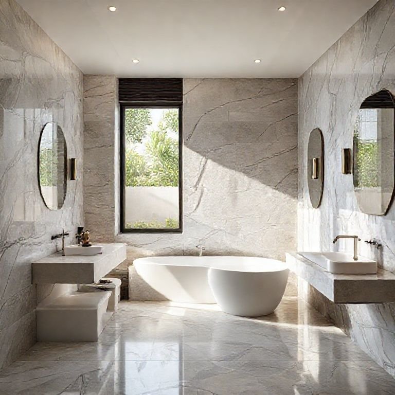 Banheiro luxuoso mostrando as melhores opções de revestimento com banheira.
