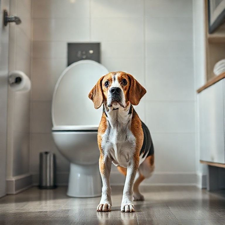 Banheiro para cachorro de tamanho adequado para um Beagle.