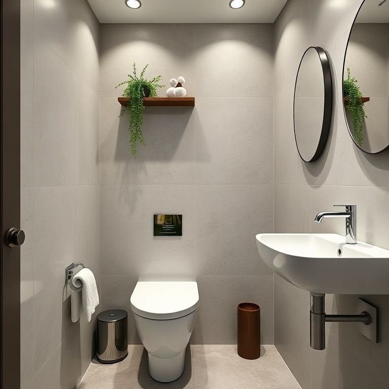 Banheiro pequeno com vaso sanitário Weasy otimizando o espaço.