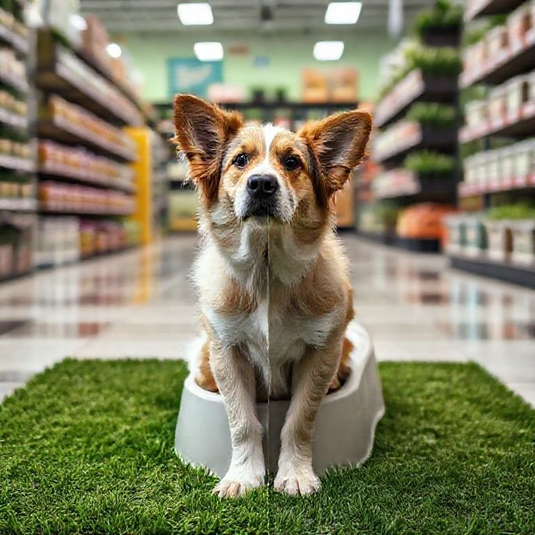 Banheiros para cachorro com e sem grama sintética.